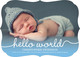 Blue Hello World Photo Birth Announcements Image 3 of 6